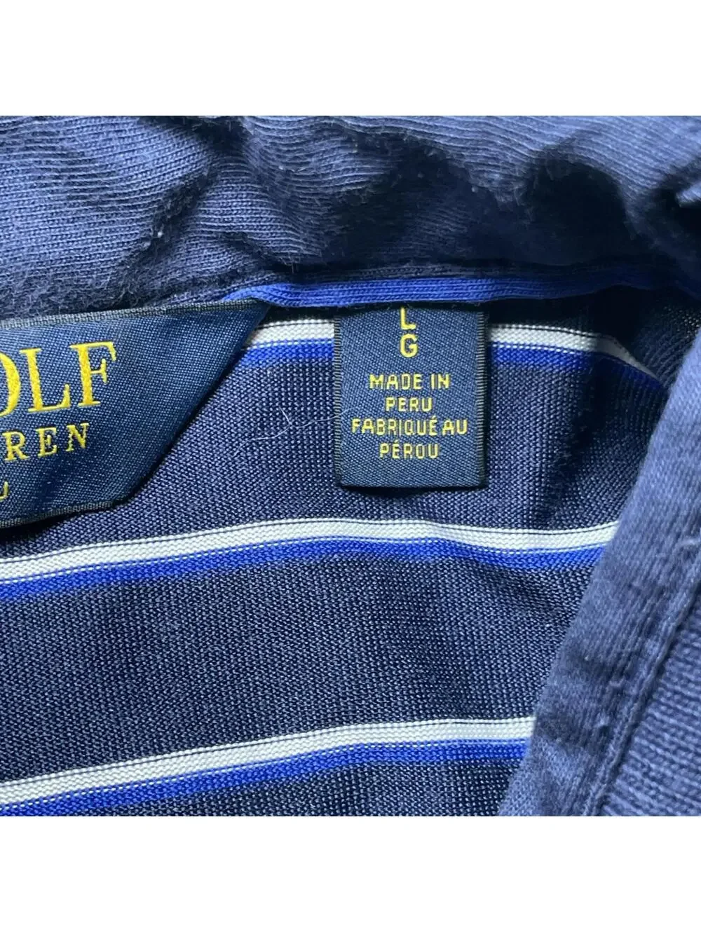 Polo Golf Ralph Lauren Men’s Shirt Sz L Blue Striped S/S Cotton Polyester Blend